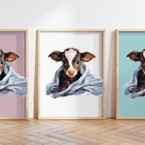 Cualquier color - Impresión de becerro negro bebé - Cartel de becerro bebé - Impresión de animales bebé - Póster de animales bebé - Arte infantil - Arte animal - Cualquier tamaño