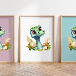 Cualquier color - Impresión de dinosaurio bebé - Cartel de dinosaurio bebé - Impresión de animales bebé - Cartel de animales bebé - Arte infantil - Arte animal - Cualquier tamaño