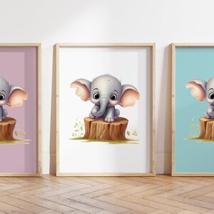 Cualquier color, Impresión de elefante bebé, Póster de elefante bebé, Impresión de animal bebé, Póster de animal bebé, Arte de guardería, Arte animal, Cualquier tamaño