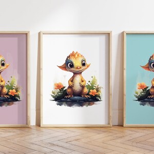 Cualquier color - Impresión de dinosaurio bebé - Cartel de dinosaurio bebé - Impresión de animales bebé - Cartel de animales bebé - Arte infantil - Arte animal - Cualquier tamaño