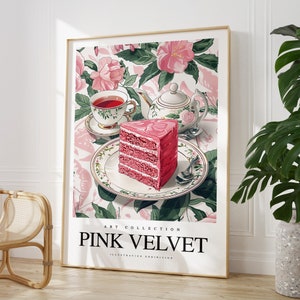 Jede Farbe - Pink Velvet Cake - Bäckerei-Druck - Bäckerei-Poster - Bäckerei-Kunst - Küchendruck - Café-Kunst - Jede Größe