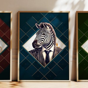 Jede Farbe - Zebra im Anzug Poster - Zebra Poster - Personalisierter Druck - Tierkunst