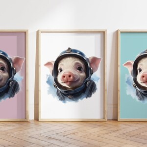 Jede Farbe - Schweinchen Druck - Schweinchen Poster - Tiere im Weltraum Kunst - Kinder Weltraum Druck - Kinder Weltraum Poster - Kinder Kunst - Weltraum Kunst - Jede Größe
