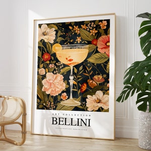 Any colour  - Bellini Cocktail Print - Bellini drink poster - Bellini Art - Kitchen print - Restaurant print - Any Size