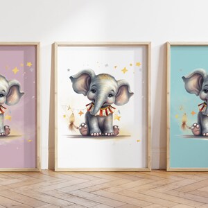 Qualsiasi colore, stampa con cucciolo di elefante, poster con cucciolo di elefante, stampa di cucciolo di animale, poster con cucciolo di animale, decorazione per nursery, decorazione di animali, qualsiasi dimensione