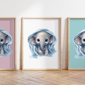 Cualquier color - Impresión de elefante bebé - Cartel de elefante bebé - Impresión de animales bebé - Cartel de animales bebé - Arte infantil - Arte animal - Cualquier tamaño
