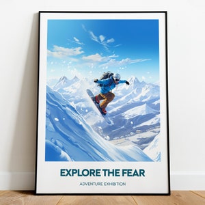 Qualquer cor - Impressão de snowboard - Pôster de aventura de snowboard - Pôster de esportes - Personalização - Arte da galeria de aventura - Qualquer tamanho