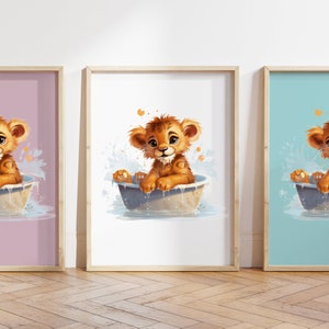 Cualquier color - Impresión de cachorro de león bebé - Póster de cachorro en el baño - Impresión de animales bebé - Póster de animales bebé - Arte infantil - Arte animal - Cualquier tamaño