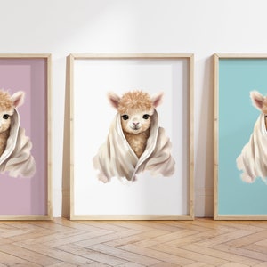 Cualquier color, Impresión de alpaca bebé, Póster de alpaca bebé, Impresión de animal bebé, Póster de animal bebé, Arte de guardería, Arte de habitación de guardería, Cualquier tamaño