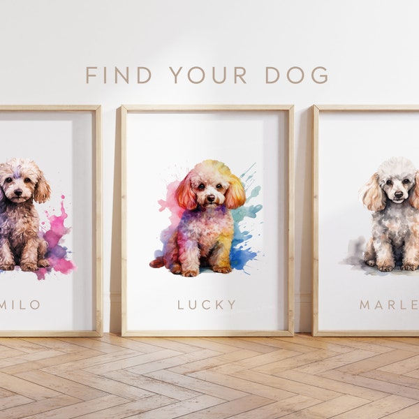 Any Colour - Poodle Dog - Poodle poster - Custom text print - Personalised print - Pet Art - Watercolour Art