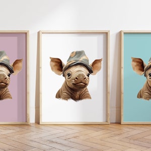 Qualsiasi colore - Stampa di rinoceronte per bambini - Poster di rinoceronte per bambini - Stampa di animali per bambini - Poster di animali per bambini - Arte dell'asilo nido - Arte degli animali - Qualsiasi dimensione