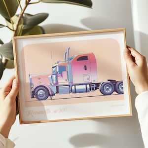 Kenworth W900 LKW-Landschaftsdruck, Schwerlast-LKW-Poster, Schwerlast-LKW-Wandkunst, LKW-Gemälde, LKW-Druck in mehreren Größen, Geschenk