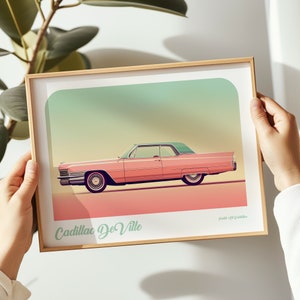 Cadillac DeVille landscape print, Cadillac poster, Cadillac wall art, Cadillac painting, Cadillac print in multiple sizes, Gift