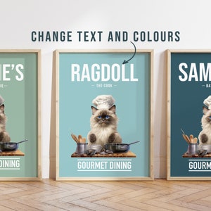 N'importe quelle couleur - Poster Chat Ragdoll dans la cuisine - Poster Chat Ragdoll - Impression de texte personnalisée Chat Ragdoll - Impression personnalisée - Art pour animaux de compagnie