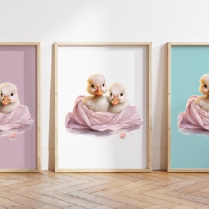 Cualquier color, Impresión de patitos en manta, Póster de patitos, Impresión de animal bebé, Póster de animal bebé, Arte de guardería, Arte animal, Cualquier tamaño