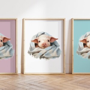 Cualquier color, Impresión de lechones en manta, Póster de lechones, Impresión de animales bebés, Póster de animales bebés, Arte de guardería, Arte animal, Cualquier tamaño