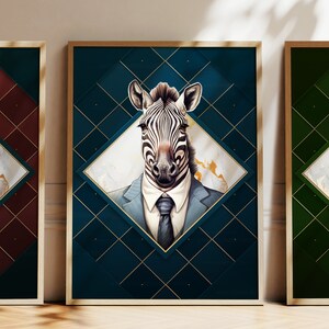 Jede Farbe - Zebra im Anzug Poster - Zebra Poster - Personalisierter Druck - Tierkunst