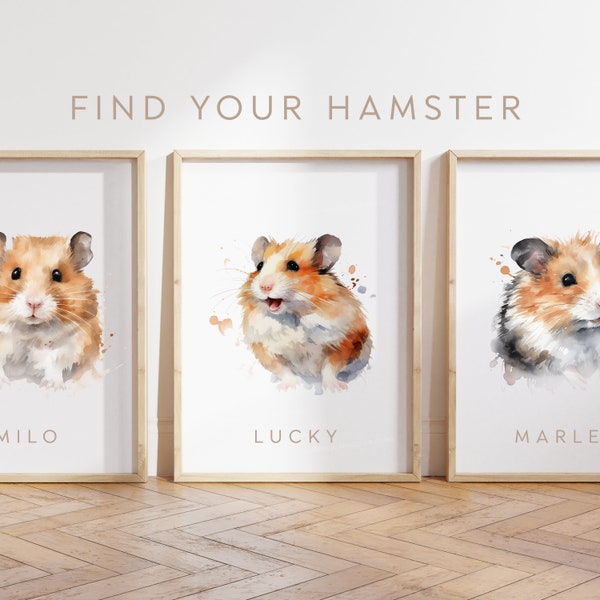 Any Colour - Syrian Hamster - Syrian Hamster poster - Custom text print - Personalised print - Pet Art - Watercolour Art