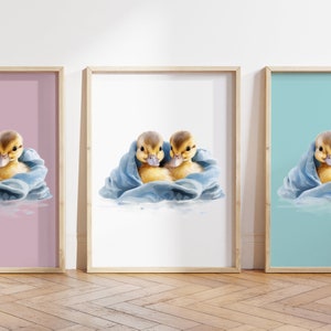 Cualquier color - Impresión de patitos gemelos - Cartel de patitos - Impresión de animales bebés - Póster de animales bebés - Arte infantil - Arte animal - Cualquier tamaño