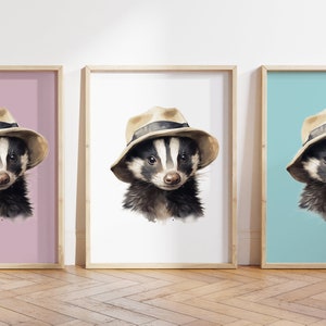 Qualsiasi colore, stampa di tasso, poster di tasso, stampa di cuccioli di animali, poster di cuccioli di animale, decorazioni per nursery, decorazioni con animali, qualsiasi dimensione