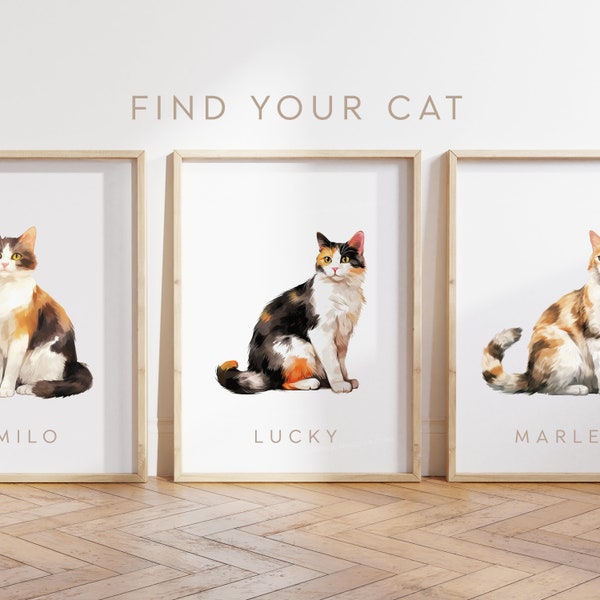 Any Colour - Japanese Bobtail Cat - Japanese Bobtail Cat poster - Custom text print - Personalised print - Pet Art - Watercolour Art