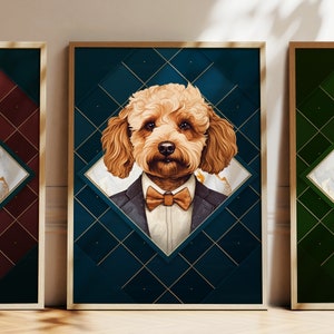 Any Colour - Poodle in suit poster - Poodle Dog poster - Personalised print - Pet Art