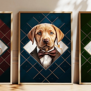 Any Colour - Labrador Retriever in suit poster - Labrador Retriever poster - Personalised print - Pet Art