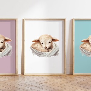 Cualquier color, Impresión de cordero bebé, Póster de cordero bebé, Impresión de animal bebé, Póster de animal bebé, Arte de guardería, Arte animal, Cualquier tamaño