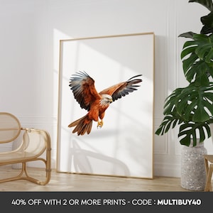 Cualquier color - Impresión de cometa roja - Cartel de cometa roja - Arte de cometa roja - Impresiones de aves - Cualquier tamaño