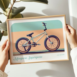 Mongoose BMX Bike landscape print, BMX Bike poster, BMX Bike wall art, Bike painting, Bike print in multiple sizes, Gift