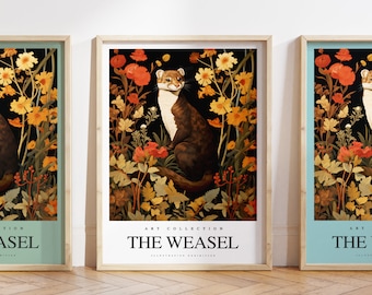 Weasel poster - Weasel Print -  Weasel art - Animal Art - Animal print - Any Size