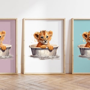 Cualquier color, Impresión de cachorro de león bebé, Póster de cachorro en el baño, Impresión de animal bebé, Póster de animal bebé, Arte de guardería, Arte animal, Cualquier tamaño