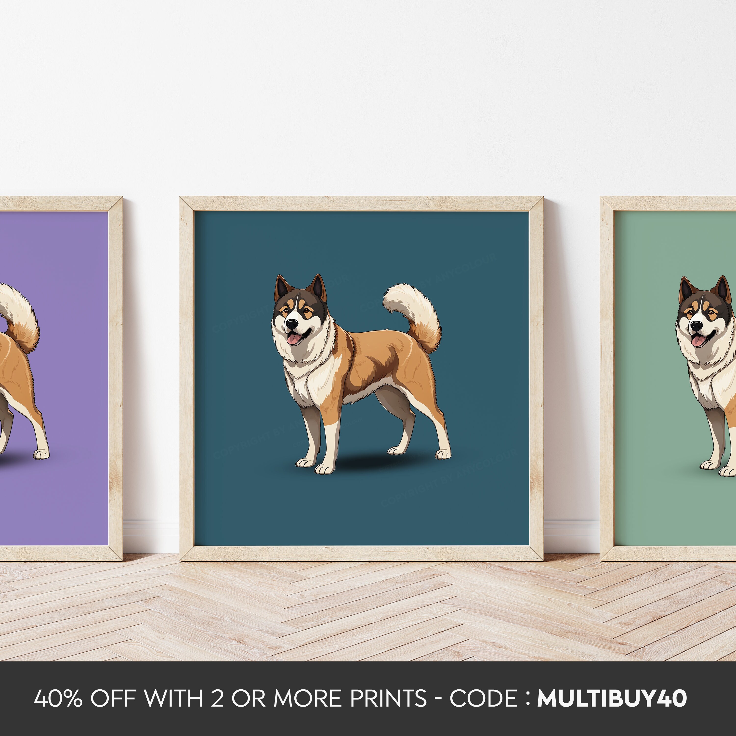 任意の色 - 日本の秋田犬のポスター - 秋田犬のプリント - 犬の