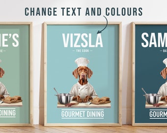 Any Colour - Vizsla in kitchen poster - Vizsla poster - Custom text print - Personalised print - Pet Art
