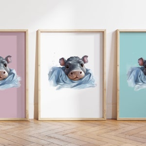 Cualquier color - Bebé hipopótamo en toalla Impresión - Cartel de hipopótamo - Bebé Animal Impresión - Bebé Animal Cartel - Arte infantil - Arte animal - Cualquier tamaño