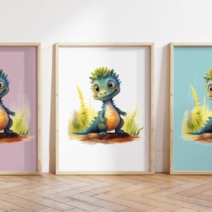 Cualquier color, Impresión de dinosaurio bebé, Póster de dinosaurio bebé, Impresión de animal bebé, Póster de animal bebé, Arte de guardería, Arte animal, Cualquier tamaño