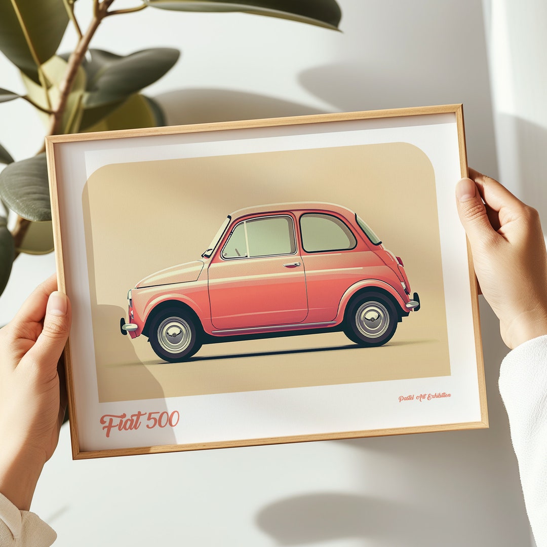 Fiat 500 Landscape Print, Fiat Poster, Fiat Wall Art, Fiat Painting ...