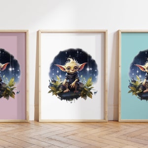 Any colour  - Magical Fairy Goblin Print - Mystical Garden Goblin poster - Night Goblin Print -  Fairyland Print -  Fairy Art - Any Size