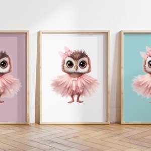 Qualsiasi colore, stampa con gufo, poster con gufo, stampa animalier, poster con cucciolo di animale, decorazione per nursery, arte con animali, qualsiasi dimensione
