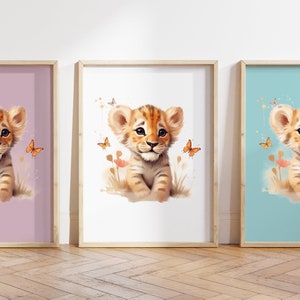 Cualquier color - Baby Cub Print - Cub con cartel de mariposas - Baby Animal Print - Baby Animal Poster - Nursery Art - Animal Art - Cualquier tamaño
