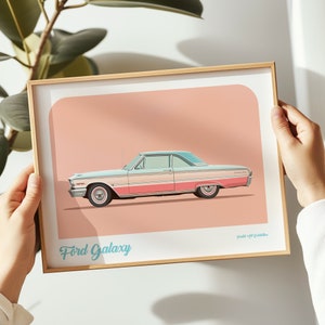 Ford Galaxie landscape print, Ford poster, Ford wall art, Ford painting, Ford print in multiple sizes, Gift