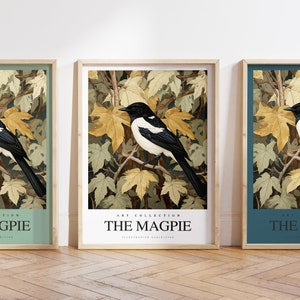Magpie poster - Magpie Print -  Magpie art - Bird Art - Birds print - Any Size