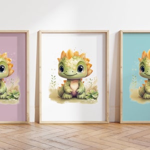 Cualquier color - Impresión de dinosaurio bebé - Cartel de dinosaurio bebé - Impresión de animales bebé - Cartel de animales bebé - Arte infantil - Arte animal - Cualquier tamaño