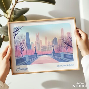 AnyColour - Chicago, USA landscape print, Chicago poster, Chicago wall art, Travel poster