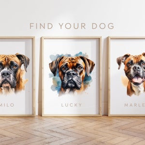Custom dog poster - Boxer dog poster - Boxer dog print -  Boxer puppy - Personalise dog name - Dog gift