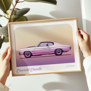 Chevrolet Chevelle landscape print, Chevrolet poster, Chevrolet wall art, Chevrolet painting,Chevrolet print in multiple sizes, Gift