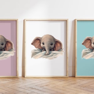 Cualquier color, Impresión de elefante bebé, Póster de elefante bebé, Impresión de animal bebé, Póster de animal bebé, Arte de guardería, Arte animal, Cualquier tamaño