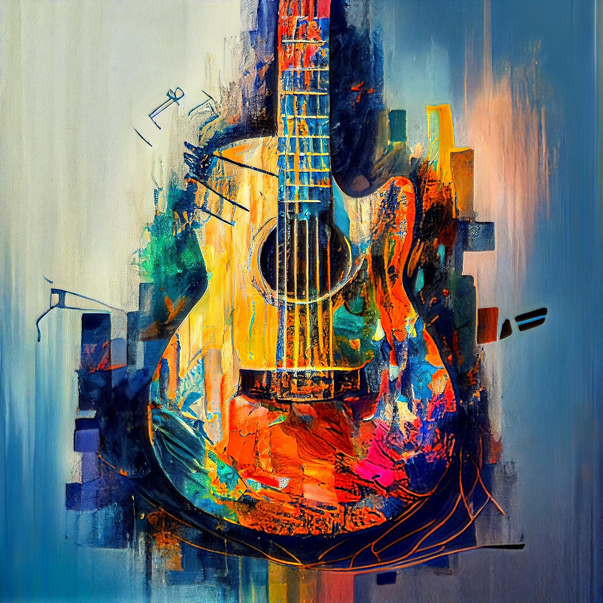 Sold at Auction: Contemporary Electric Guitar Oil Canvas Painting
