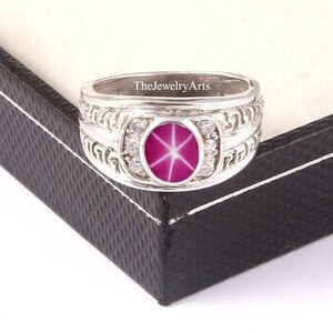 Lindy Pink Star Ruby Ring, Pink Gemstone Ring, Star Ruby Ring, 925 Sterling Silver Ring, 6 Ray Lindy Star Ruby Ring, Engagement Ring