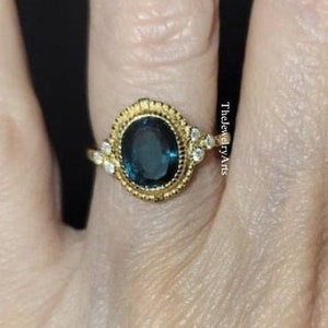 Ocean Teal Sapphire Ring, Oval Cut Teal Sapphire Ring, 925 Sterling Silver Ring, Sapphire Engagement Ring, Lab Grown Teal Sapphire Ring